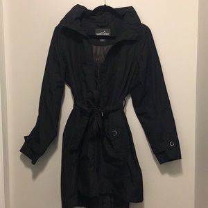 Eddie Bauer Black Trench Rain Coat Medium